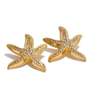 Arabila 18K Gold Plated Stainless Steel Starfish Earrings